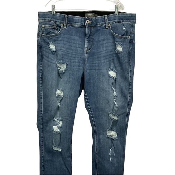 Torrid Bombshell Skinny Jeans Women's Plus Sz 22T Blue Stretch Ripped Distressed - Picture 3 of 7